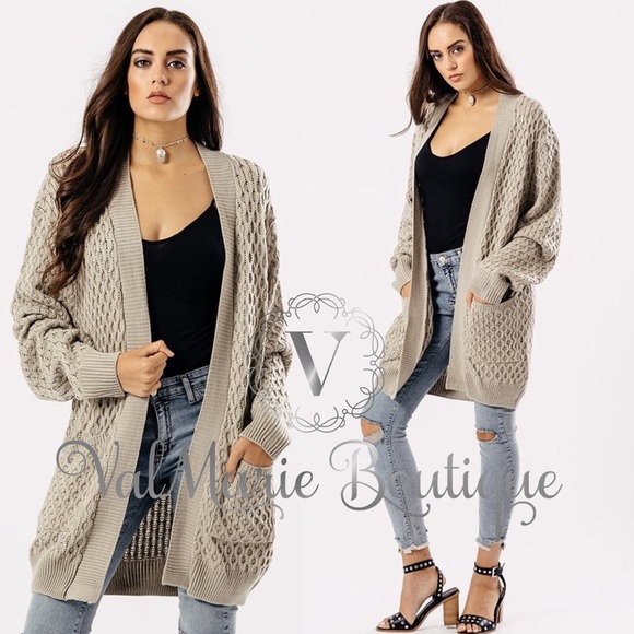 ValMarie Sweaters - 2 LEFT! Creamy Taupe Knit Sweater Cardigan